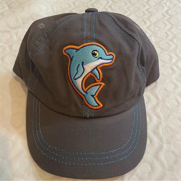 NWT Seaworld Gray Dolphin Cap Toddler Hat Blue Embroidered Summer Travel Ocean - Picture 1 of 7